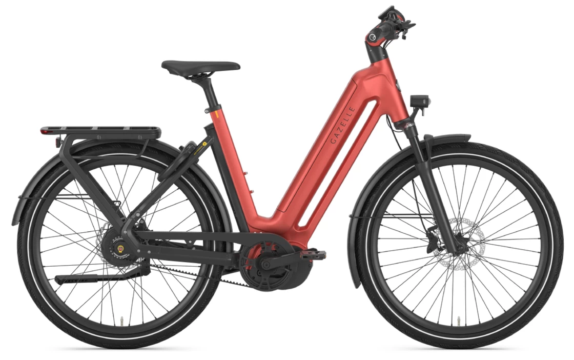 Rower elektryczny na pasku Gazelle Eclipse C380 HMB Bosch Metallic Orange Mat