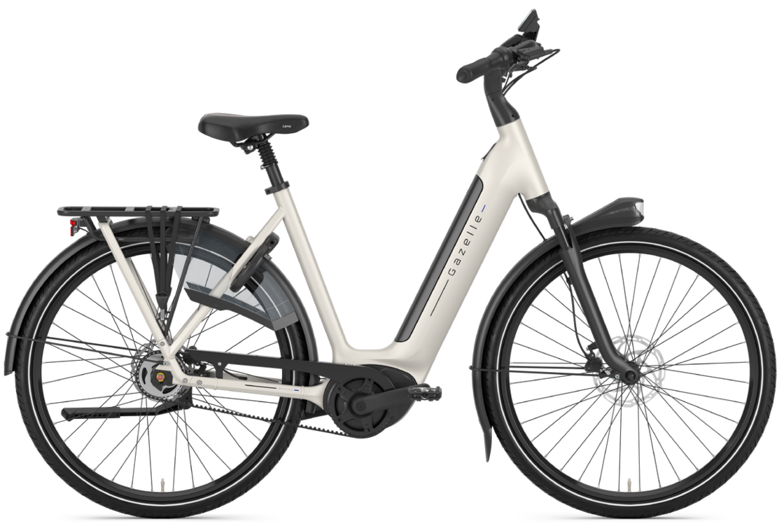 Rower elektryczny na pasku Gazelle Grenoble C5 Smart Unisex Ivory White Mat