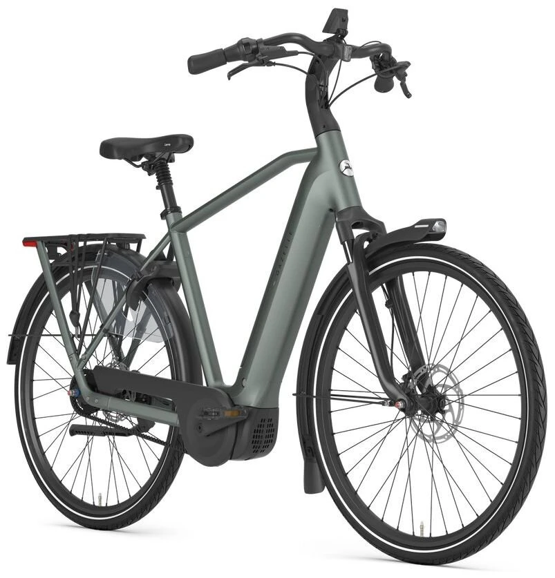 Rower elektryczny na pasku Gazelle Grenoble C5+ Męski Twilight Green Mat
