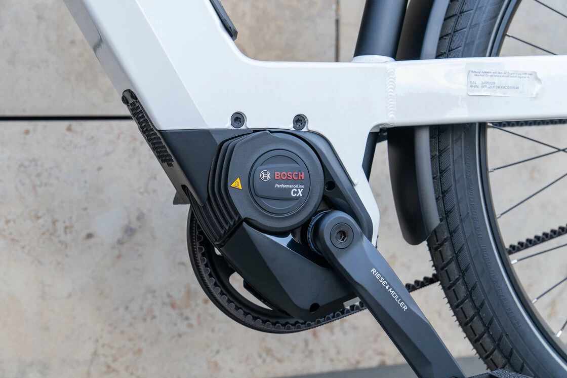 Rower elektryczny Riese & Muller Nevo GT Vario na pasku KIOX  Pure White 56