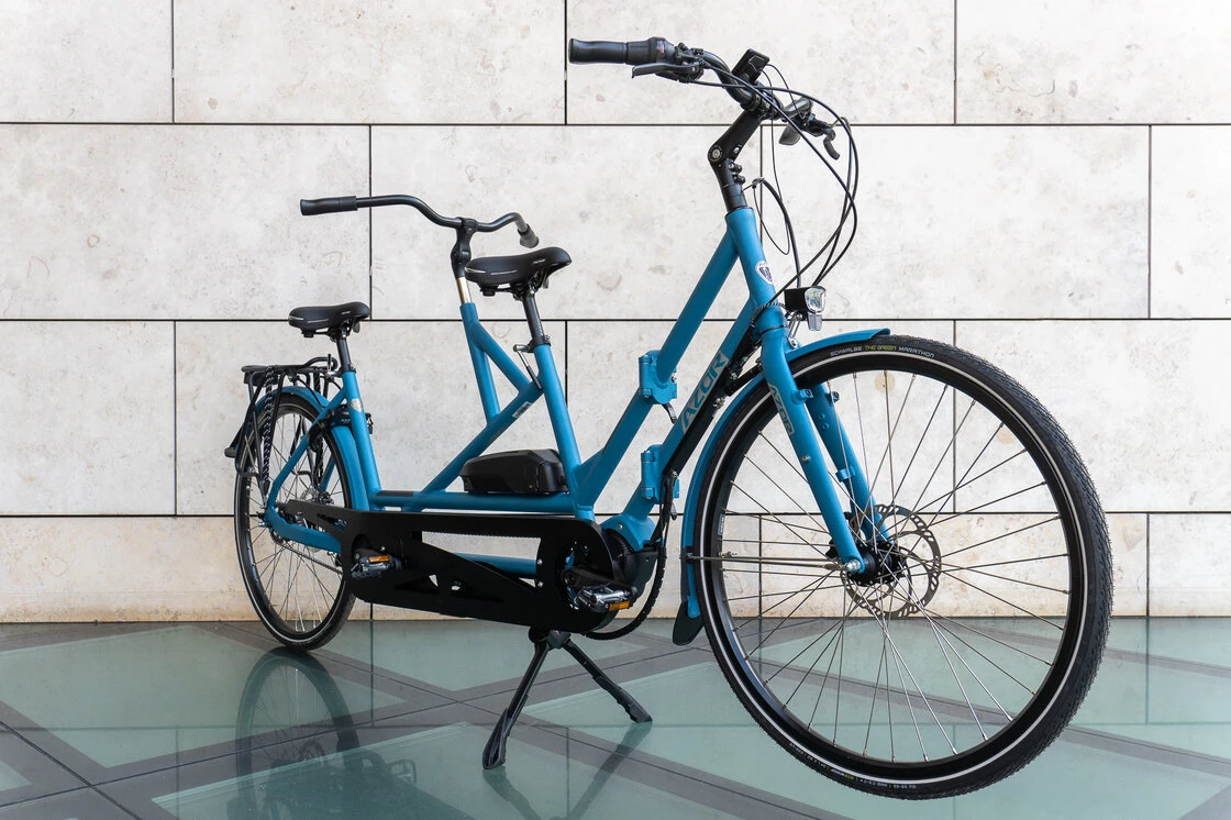 Rower elektryczny tandem składany AZOR Special 28" wolnobieg Benzynowy Niebieski Mat