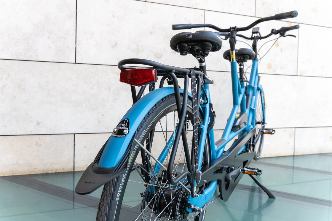 Rower elektryczny tandem składany AZOR Special 28" wolnobieg Benzynowy Niebieski Mat