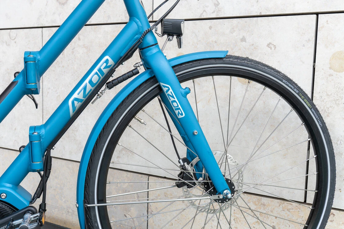 Rower elektryczny tandem składany AZOR Special 28" wolnobieg Benzynowy Niebieski Mat