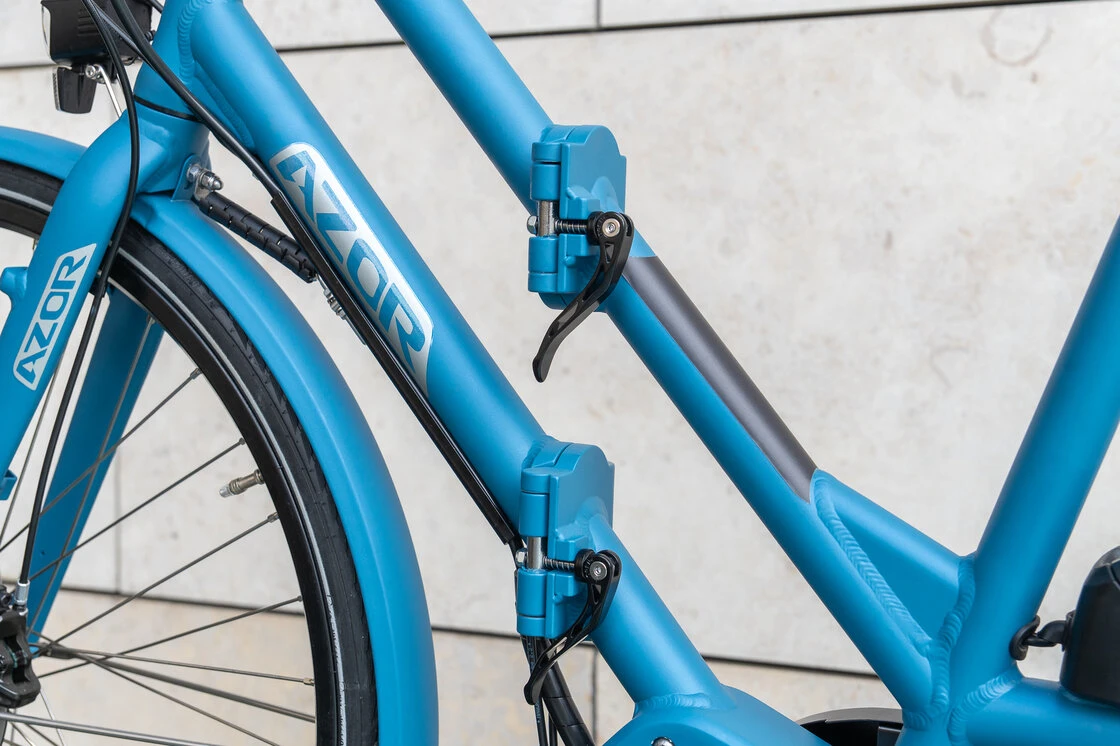 Rower elektryczny tandem składany AZOR Special 28" wolnobieg Benzynowy Niebieski Mat