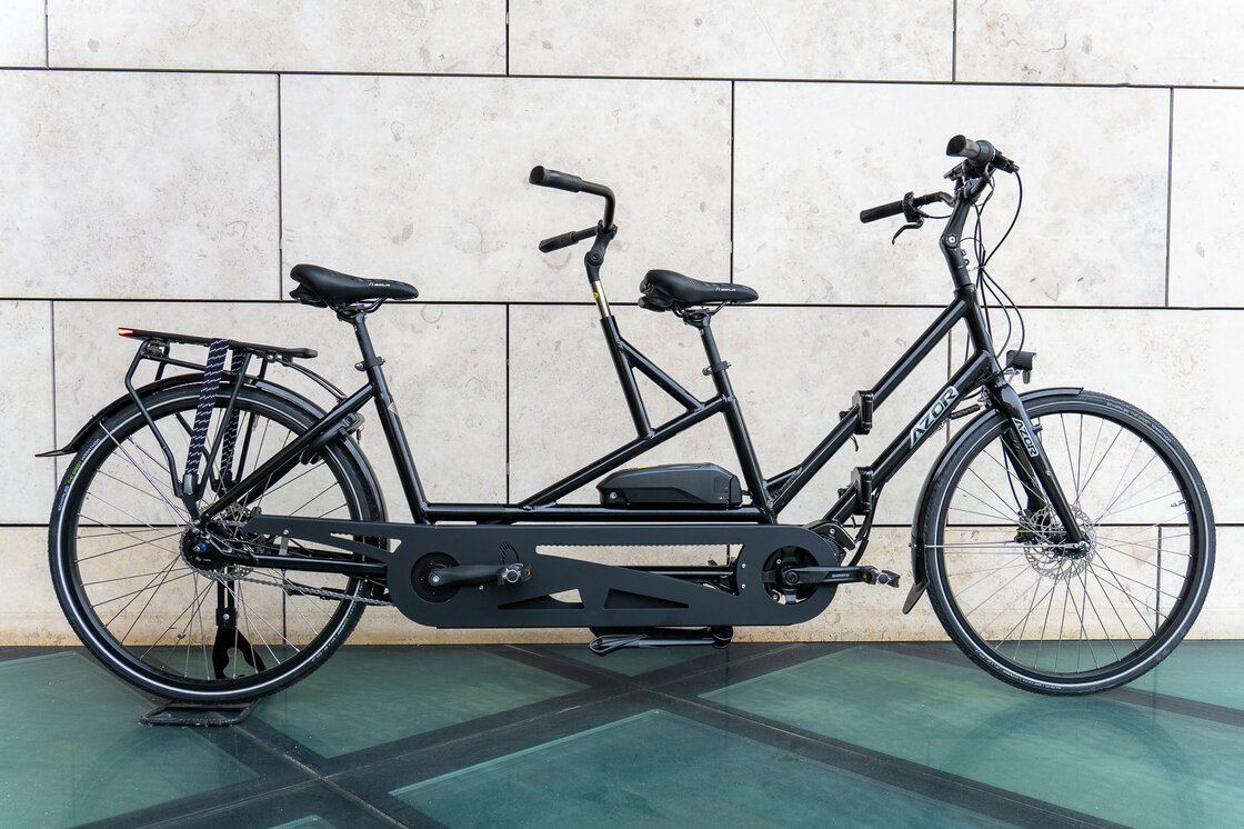 Rower elektryczny tandem składany AZOR Special 28" wolnobieg Czarny Połysk