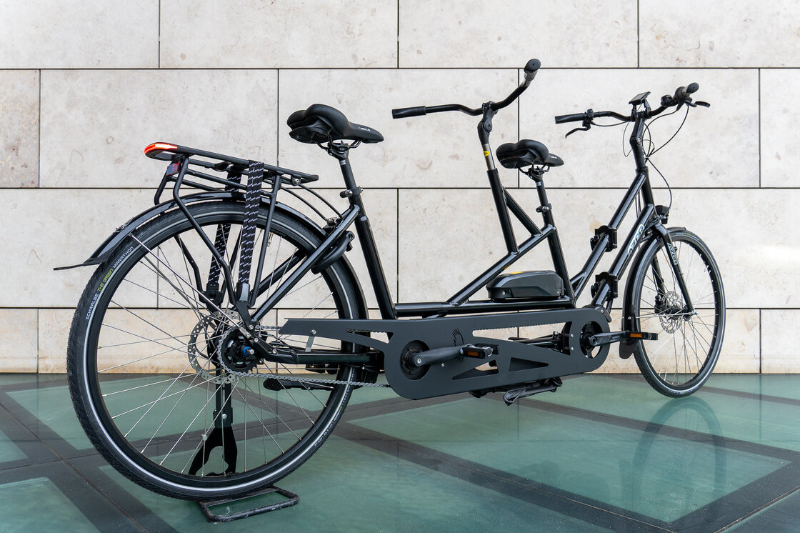 Rower elektryczny tandem składany AZOR Special 28" wolnobieg Czarny Połysk
