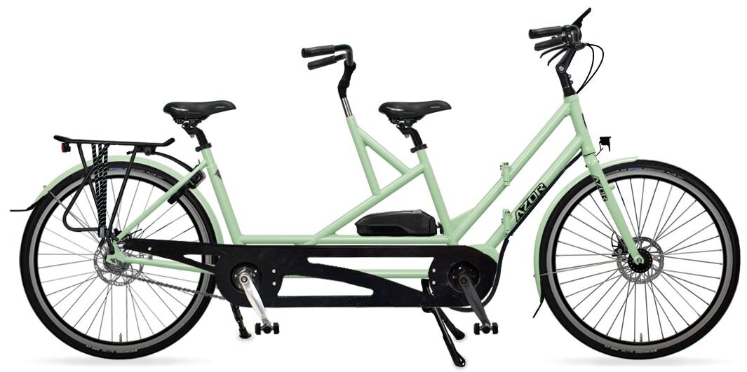 Rower elektryczny tandem składany AZOR Special 28" wolnobieg Miętowy Połysk