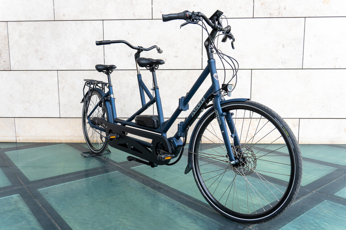Rower elektryczny tandem składany AZOR Special 28" wolnobieg Niebieski Mat
