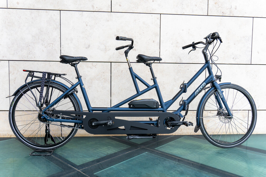 Rower elektryczny tandem składany AZOR Special 28" wolnobieg Niebieski Mat