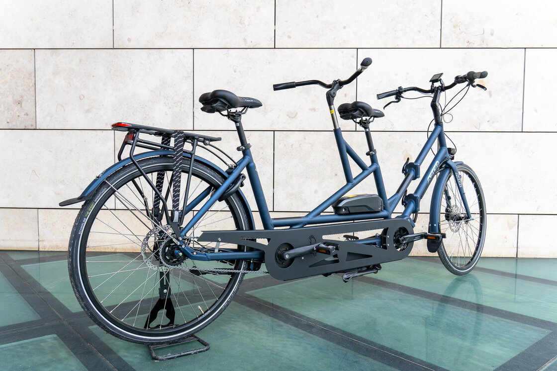 Rower elektryczny tandem składany AZOR Special 28" wolnobieg Niebieski Mat