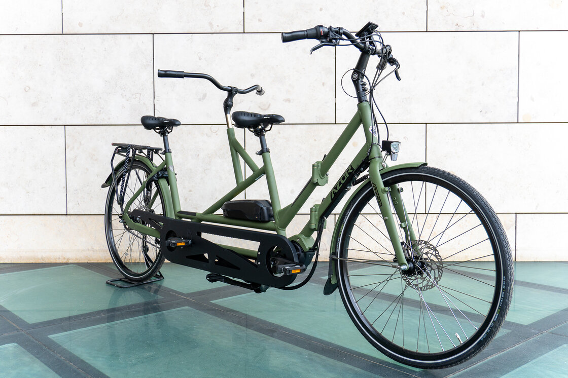 Rower elektryczny tandem składany AZOR Special 28" wolnobieg Zieleń Wojskowa Mat