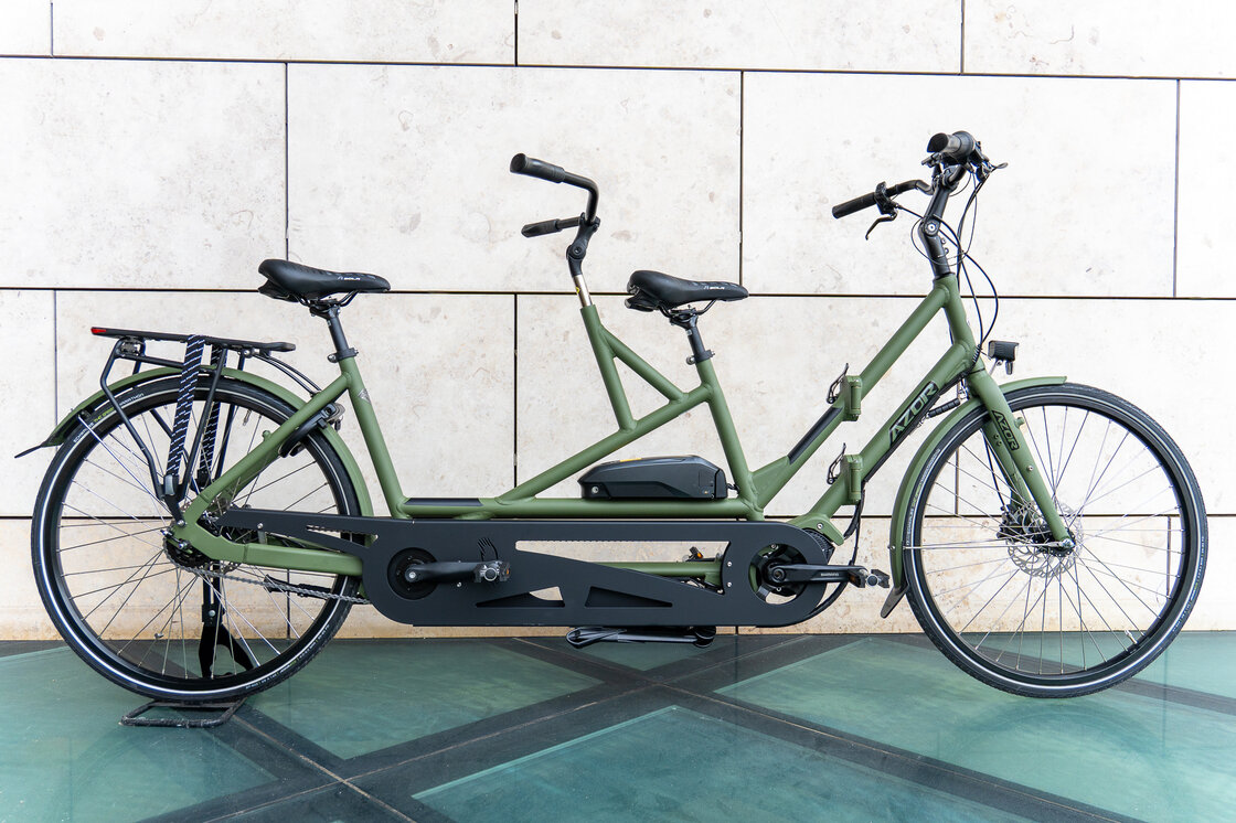 Rower elektryczny tandem składany AZOR Special 28" wolnobieg Zieleń Wojskowa Mat