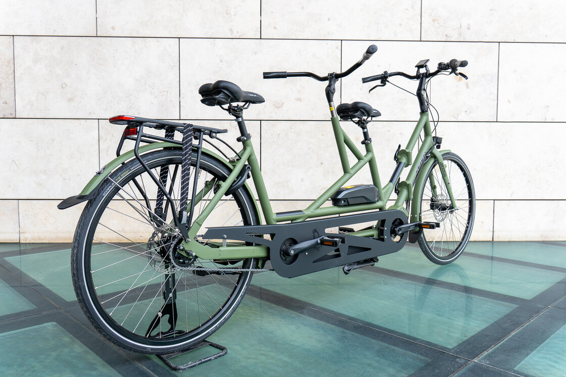 Rower elektryczny tandem składany AZOR Special 28" wolnobieg Zieleń Wojskowa Mat