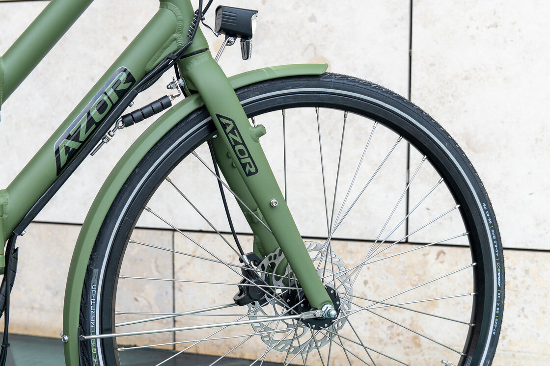 Rower elektryczny tandem składany AZOR Special 28" wolnobieg Zieleń Wojskowa Mat