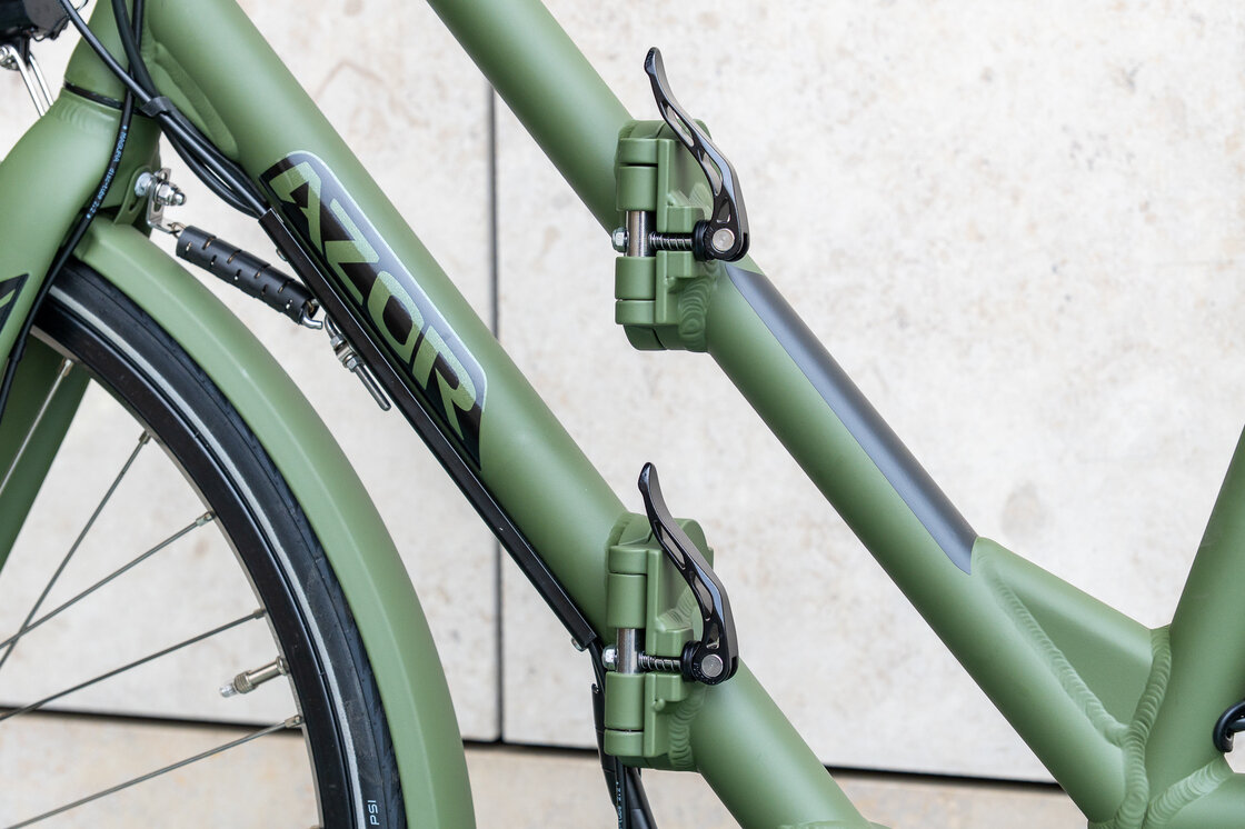 Rower elektryczny tandem składany AZOR Special 28" wolnobieg Zieleń Wojskowa Mat