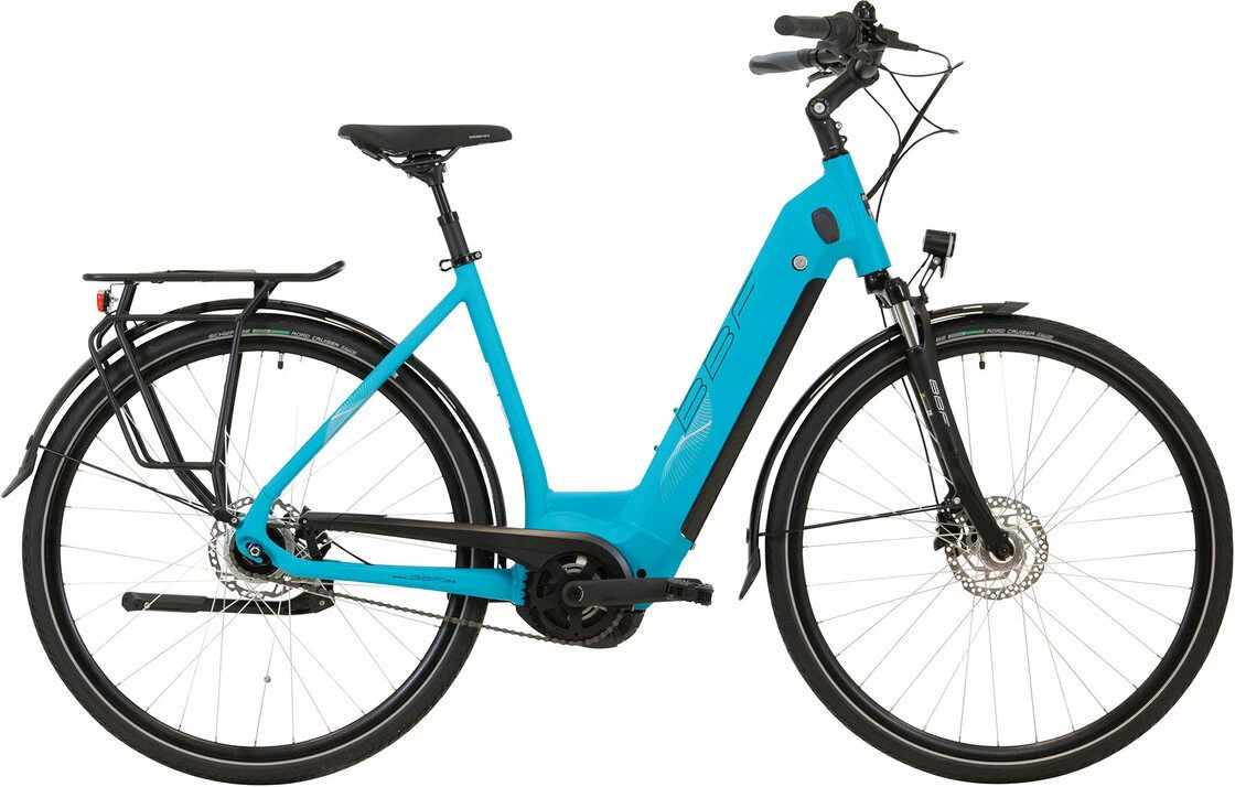 Rower elektryczny z baterią w ramie BBF ECity Chur Bosch 630Wh Blue