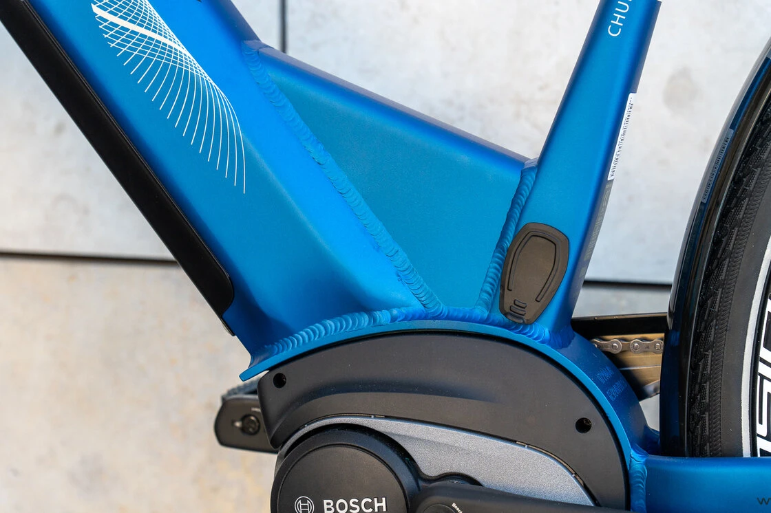 Rower elektryczny z baterią w ramie BBF E-City Chur Bosch 630Wh Blue Mat 52