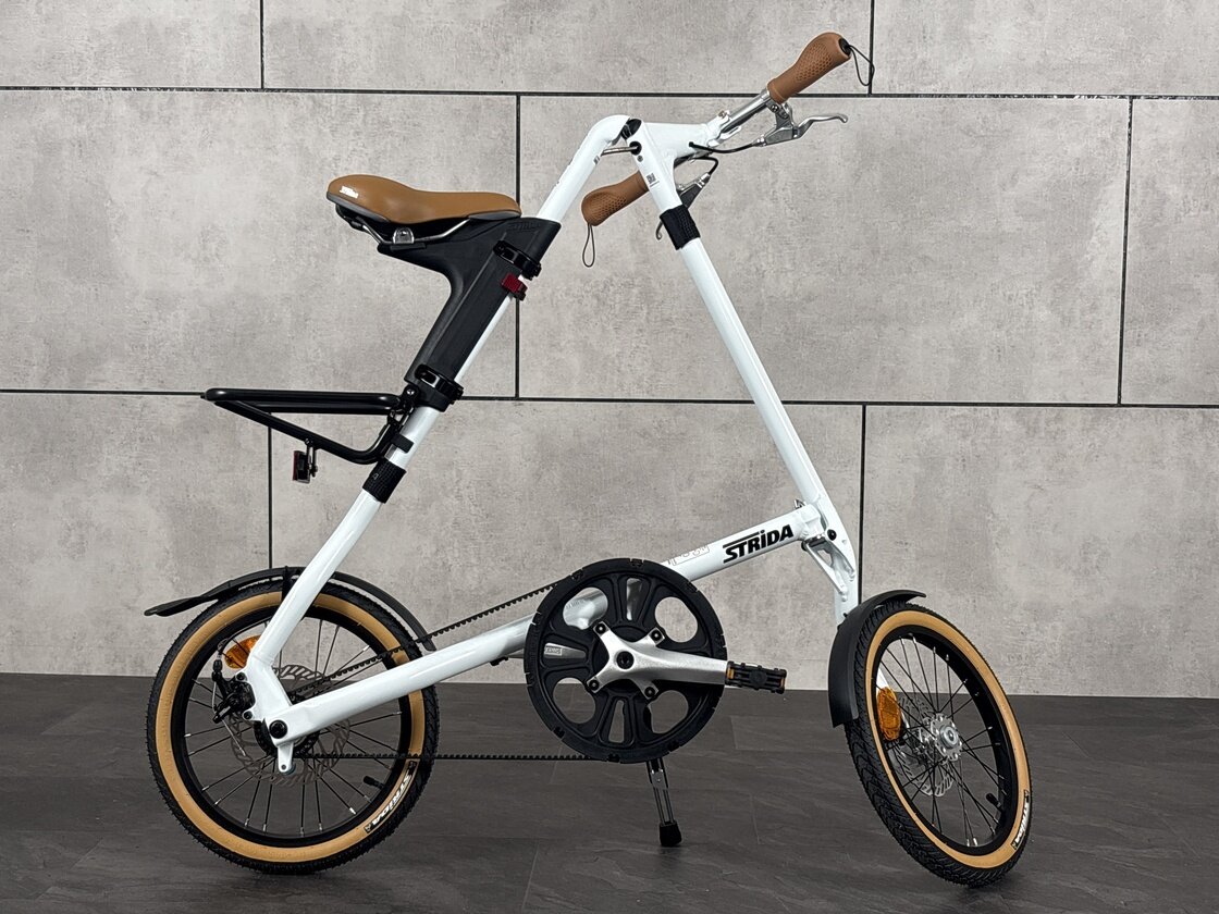 Rower składany STRIDA 5 QR+ 16" na pasku zebatym biały