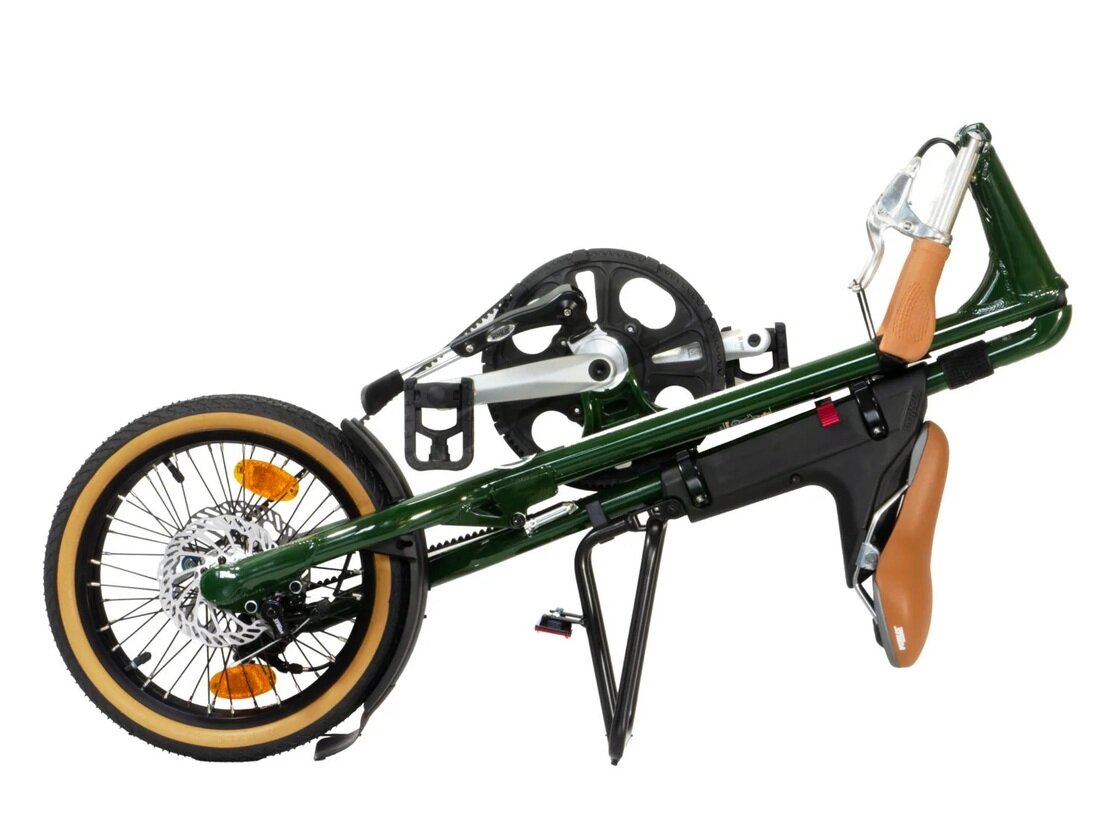 Rower składany STRIDA 5 QR+ 16" na pasku zebatym zielony butelkowy