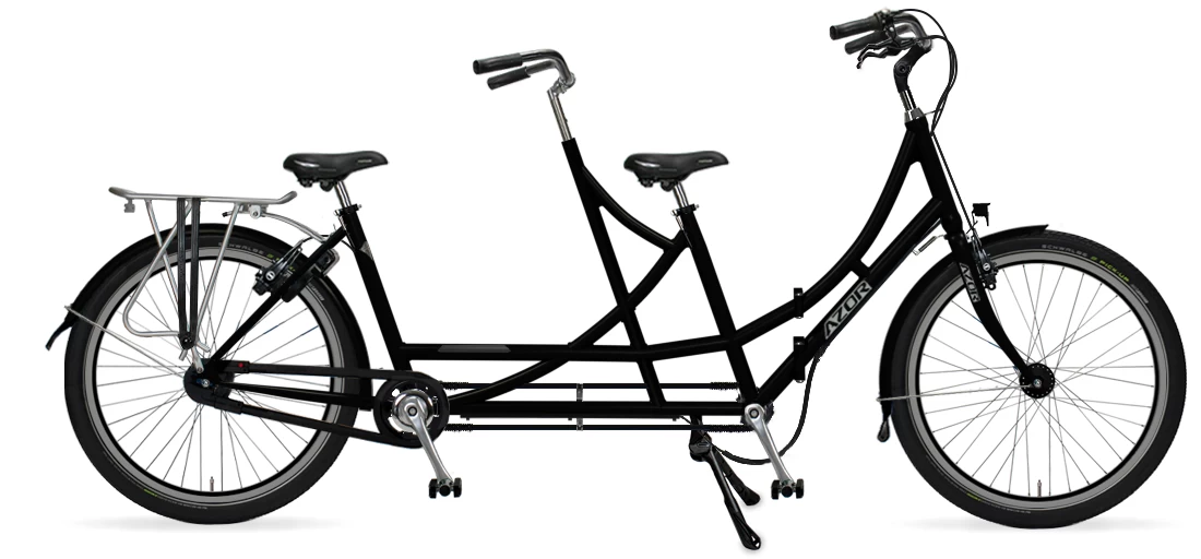 Rower tandem składany AZOR Special 26" wolnobieg Czarny połysk