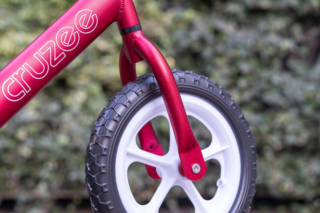 Rowerek biegowy CRUZEE 12" Czerwony - nowe białe siodełko