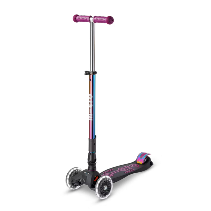 Składana hulajnoga dla dzieci Micro Maxi Deluxe Nechrome LED Fioletowy