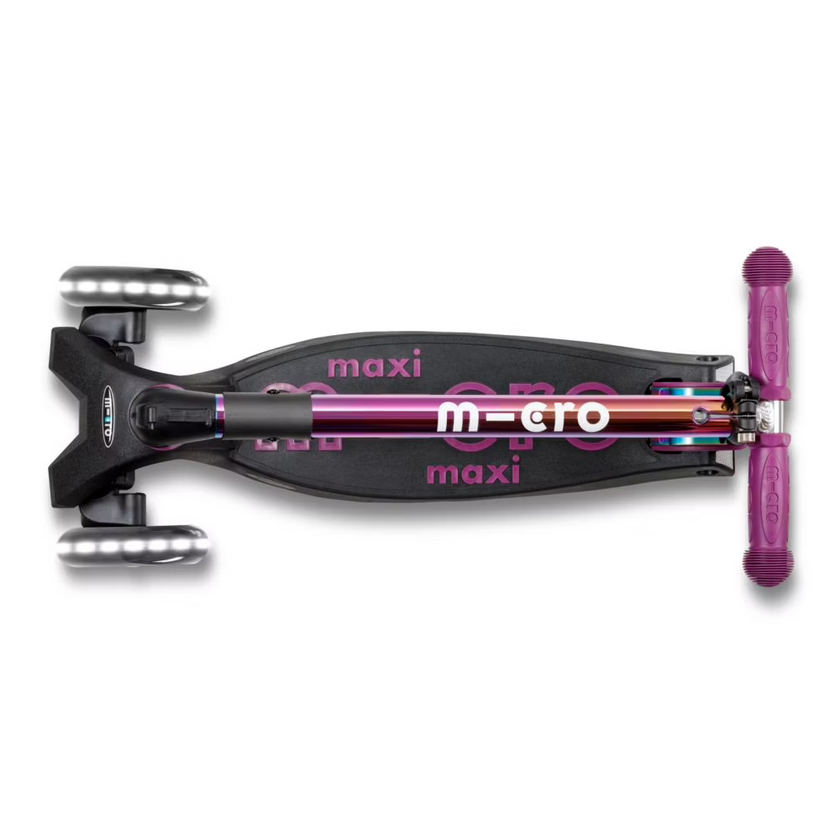 Składana hulajnoga dla dzieci Micro Maxi Deluxe Nechrome LED Fioletowy