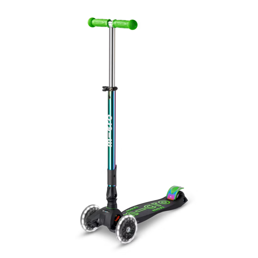 Składana hulajnoga dla dzieci Micro Maxi Deluxe Nechrome LED Zielony 
