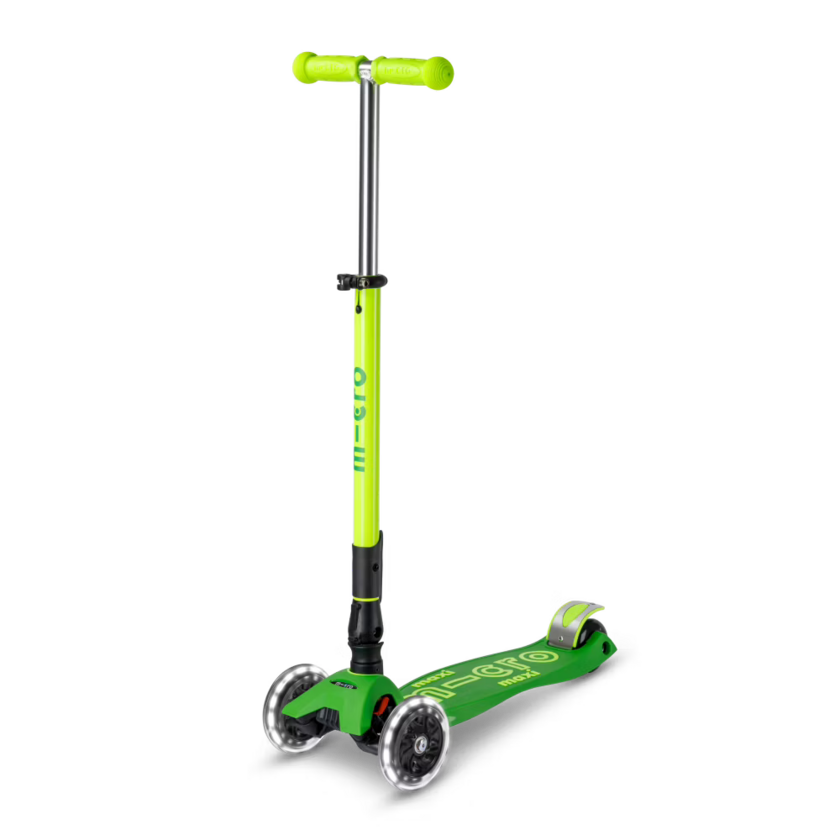 Składana hulajnoga dla dzieci Micro Maxi Deluxe Neon LED Green