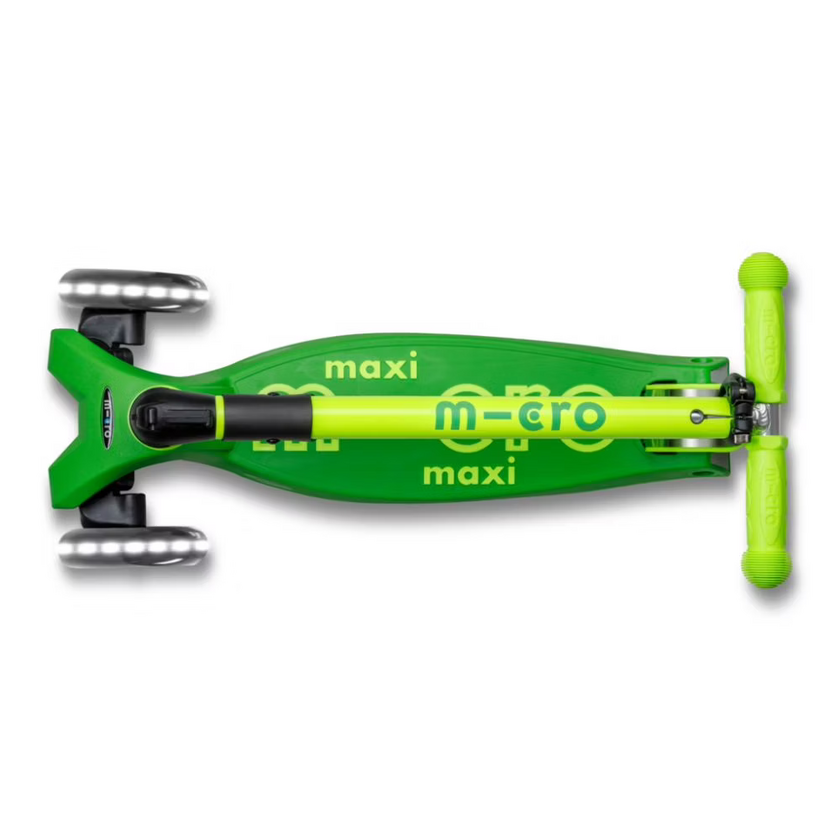 Składana hulajnoga dla dzieci Micro Maxi Deluxe Neon LED Green