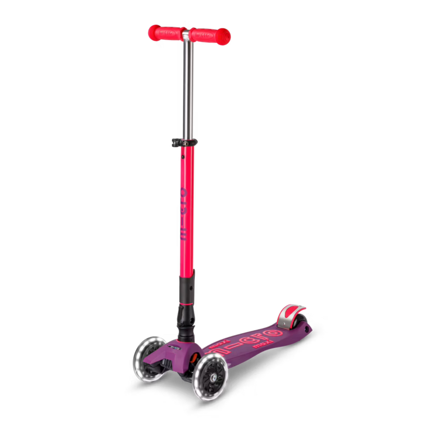 Składana hulajnoga dla dzieci Micro Maxi Deluxe Neon LED Pink