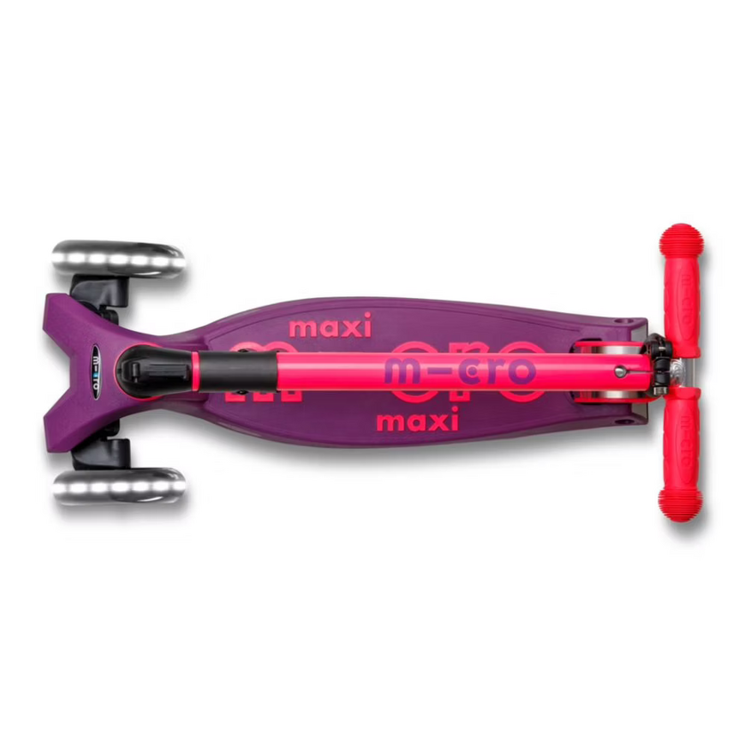 Składana hulajnoga dla dzieci Micro Maxi Deluxe Neon LED Pink