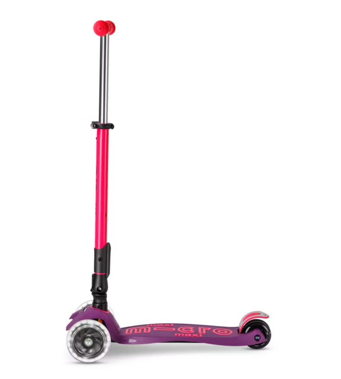 Składana hulajnoga dla dzieci Micro Maxi Deluxe Neon LED Pink