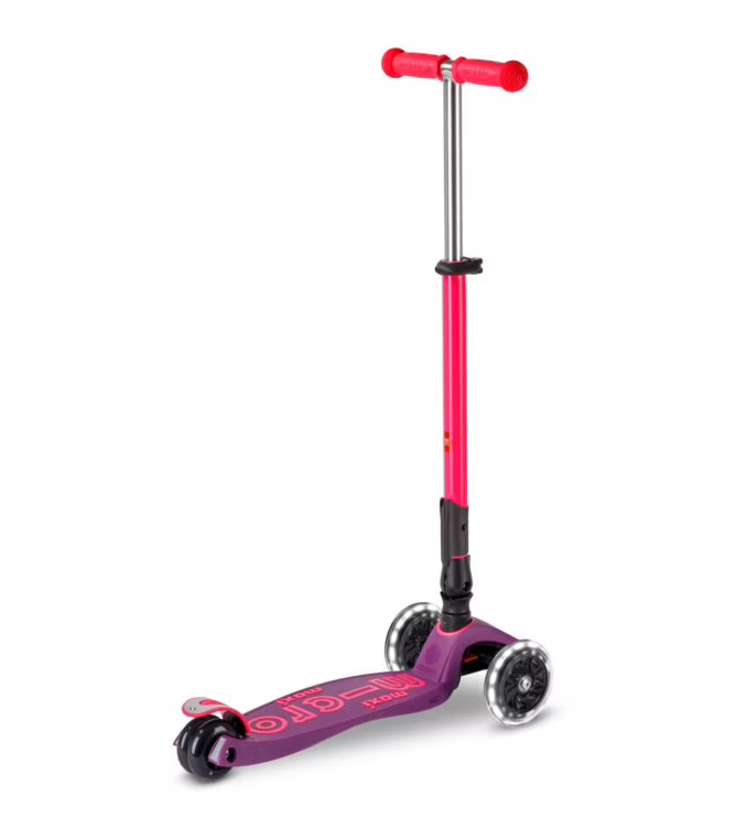 Składana hulajnoga dla dzieci Micro Maxi Deluxe Neon LED Pink