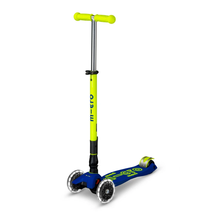 Składana hulajnoga dla dzieci Micro Maxi Deluxe Neon LED Yellow