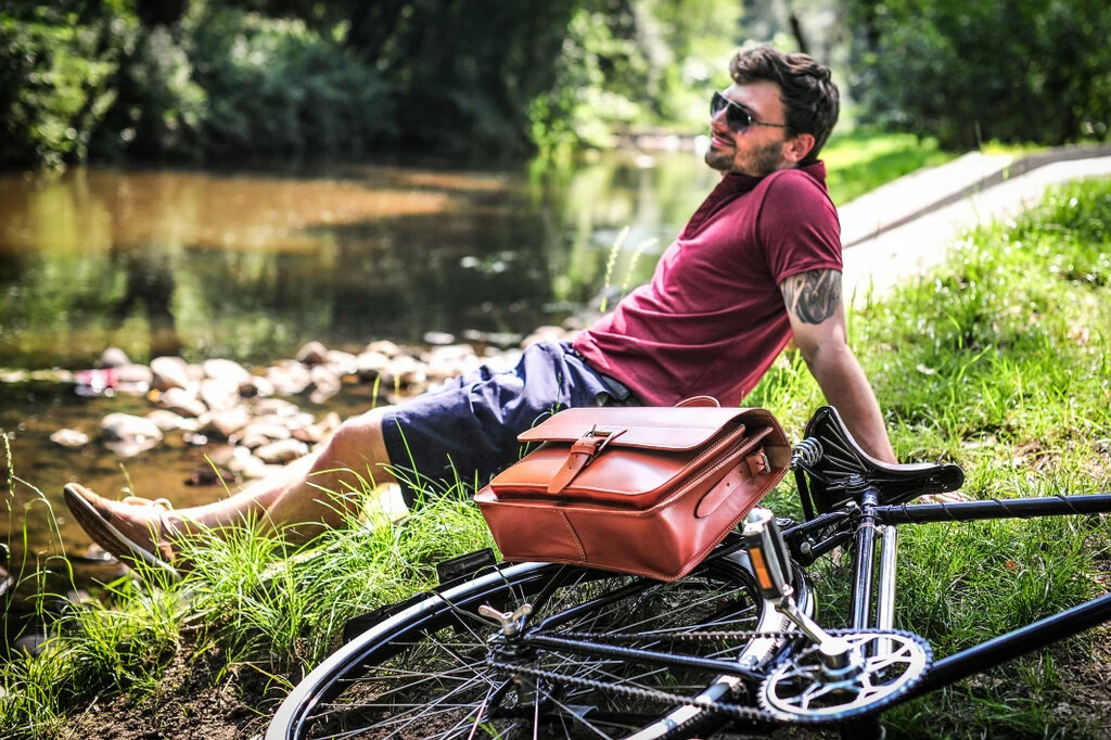 Skórzana torba rowerowa Business Ride Premium Koniakowy