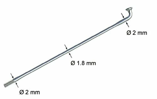 Srebrna szprycha cieniowana Sapim Race 2,0 x 1,8 x 2,0 mm