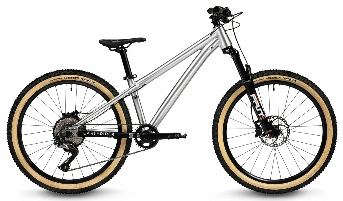 Trailowy rowerek dla dzieci Early Rider Hellion 20 srebrny