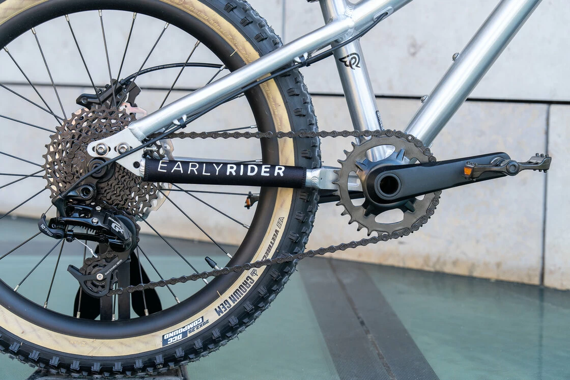 Trailowy rowerek dla dzieci Early Rider Hellion 20 srebrny