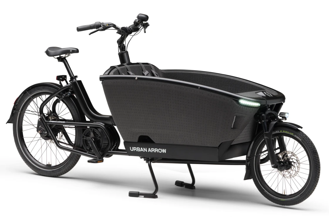 Transportowy rower elektryczny na pasku Urban Arrow FamilyNext PRO Suspension Czarny RainCover