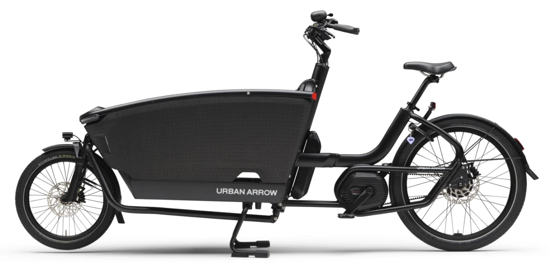 Transportowy rower elektryczny na pasku Urban Arrow FamilyNext PRO Suspension Czarny RainCover