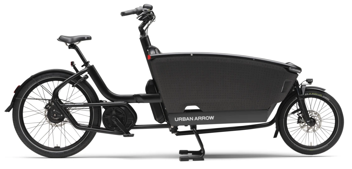 Transportowy rower elektryczny na pasku Urban Arrow FamilyNext PRO Suspension Czarny RainCover