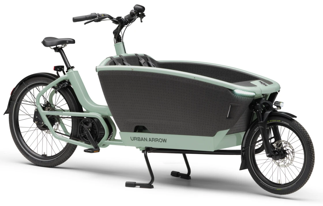 Transportowy rower elektryczny na pasku Urban Arrow FamilyNext PRO Suspension Green