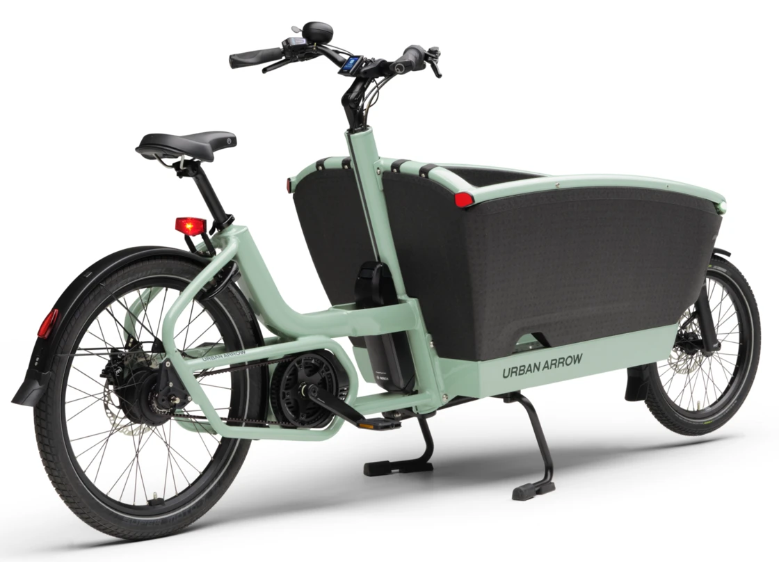 Transportowy rower elektryczny na pasku Urban Arrow FamilyNext PRO Suspension Green