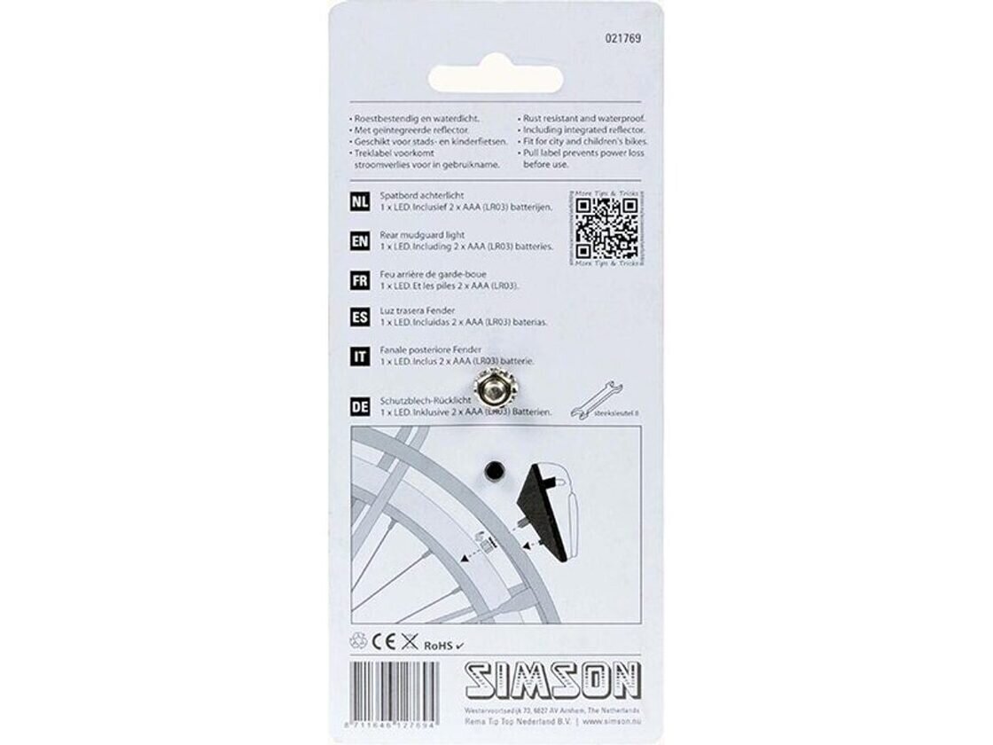 Tylna lampka rowerowa SIMSON Mudgurad Taillight LED