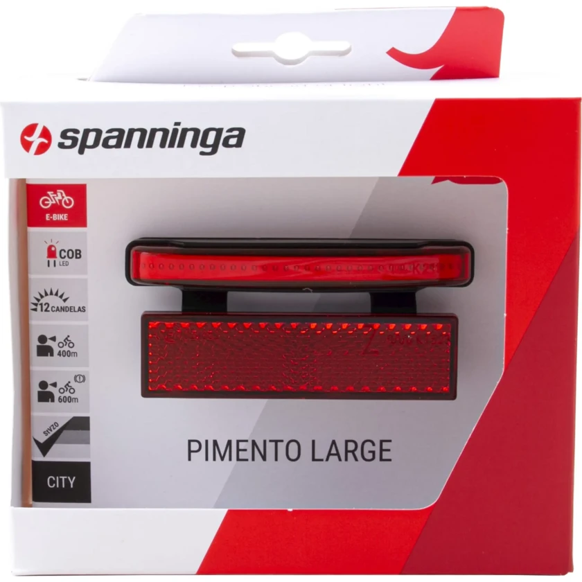 Tylna lampka rowerowa Spanninga Pimento Large e-bike 6-48V XEr + odblask Spanninga RR02