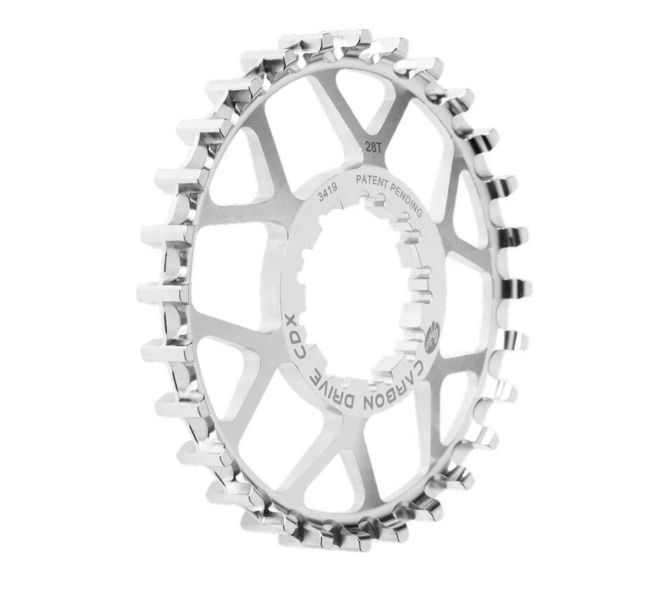 Tylna zębatka rowerowa Gates Carbon Drive CDX 9-Spline RVS 28T Silver