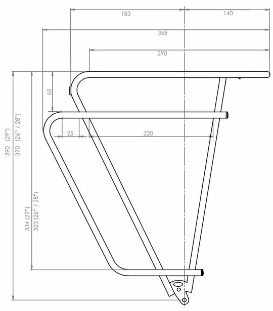 Tylny bagażnik rowerowy Tubus Logo Classic 26”/28” Srebrny