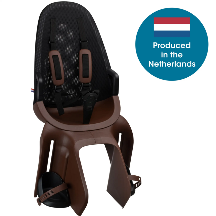 Tylny fotelik rowerowy Qibbel Air - na bagażnik brązowy/czarny