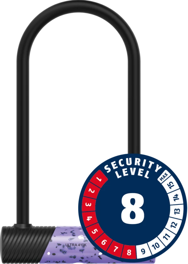 U-lock Abus Ultra 410K/170HB230 + uchwyt transportowy SH Fioletowy
